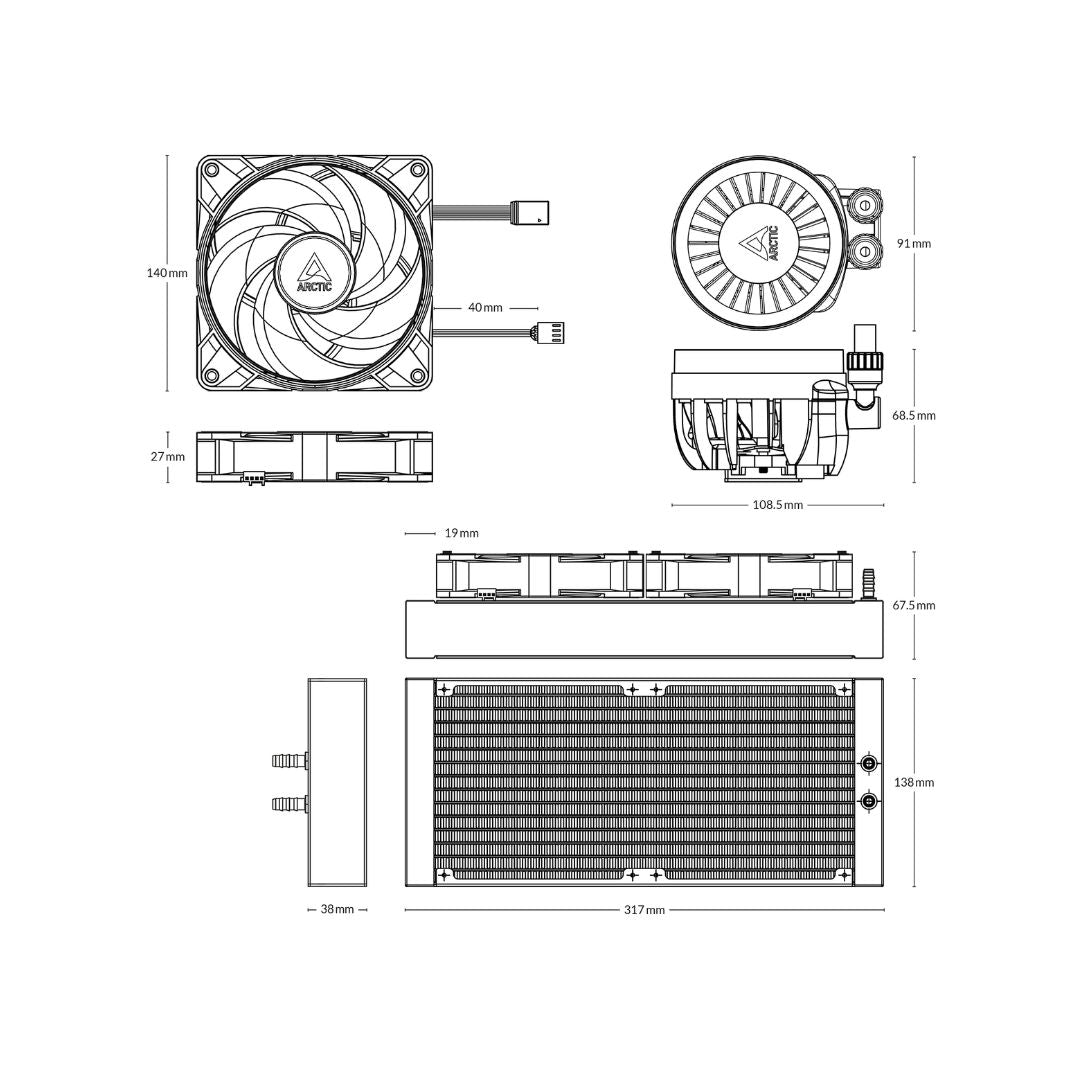 ثلاجة Arctic Liquid Freezer III 280 A-RGB - أبيض