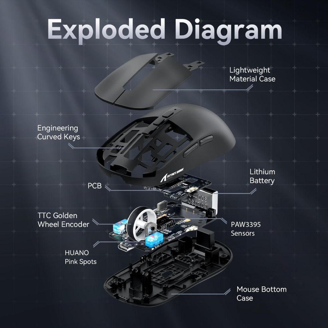 ATTACK SHARK X6  Wireless Gaming Mouse - Black