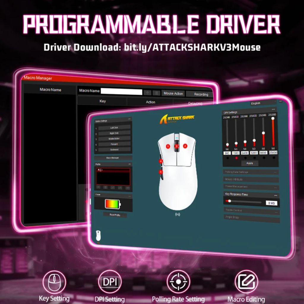 Attack Shark V3 Wireless Gaming Mouse - Berry Red