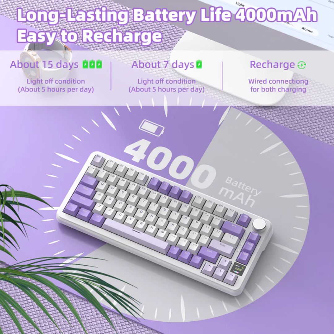Attack Shark X85 Pro 75% Wireless Mechanical Keyboard | Lavender