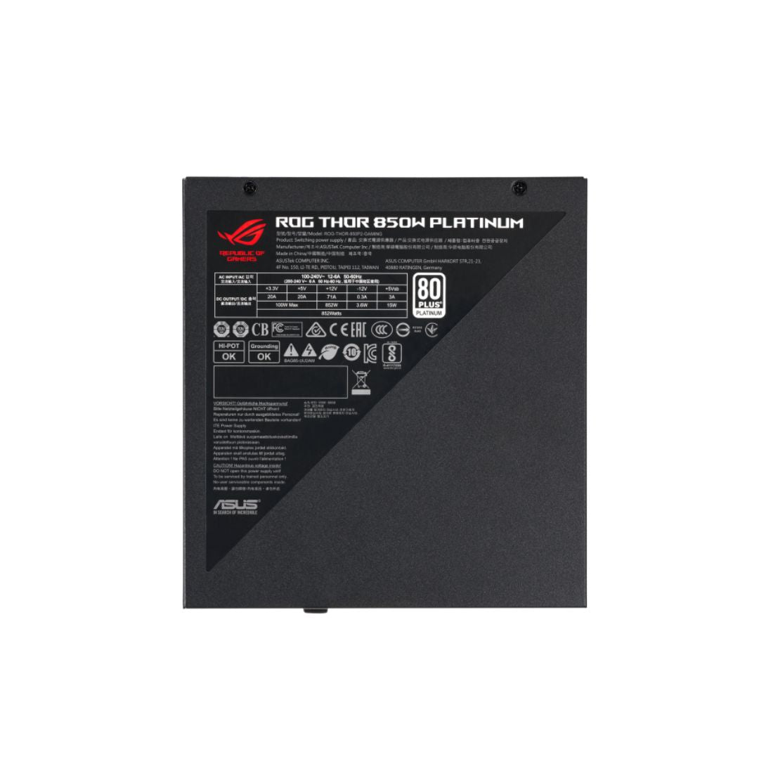 ASUS ROG THOR 850W Platinum II, Full Modular,80+ Platinum, PCIe 5.0 , Black