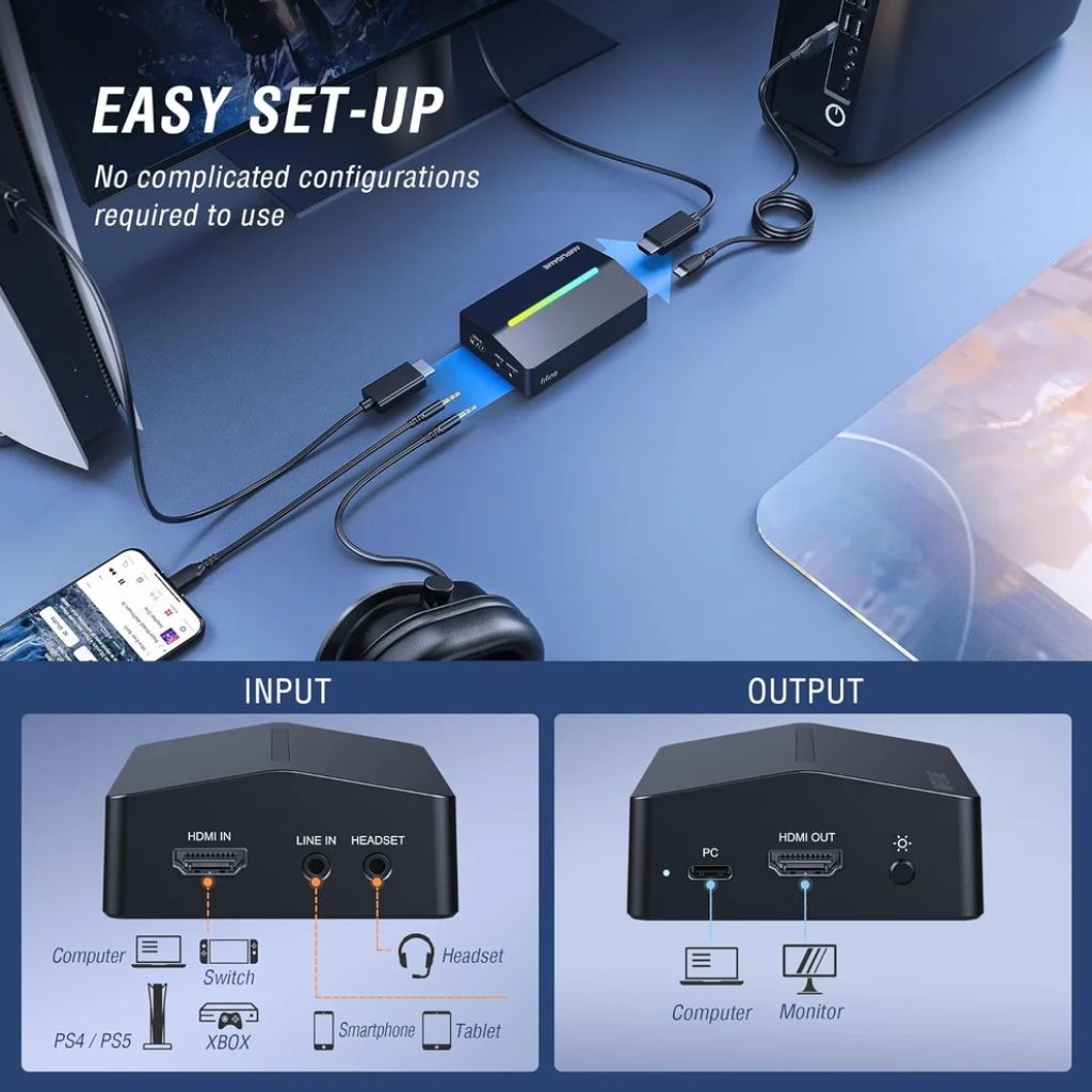 FIFINE AmpliGame V3 - 4K HDMI Capture Card with RGB