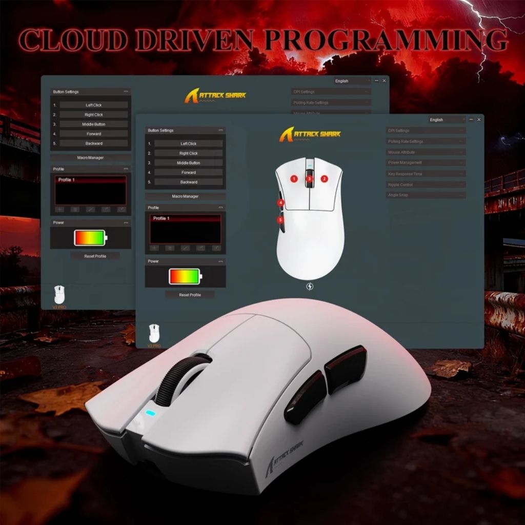 Attack Shark V3 Pro Wireless Gaming Mouse - White