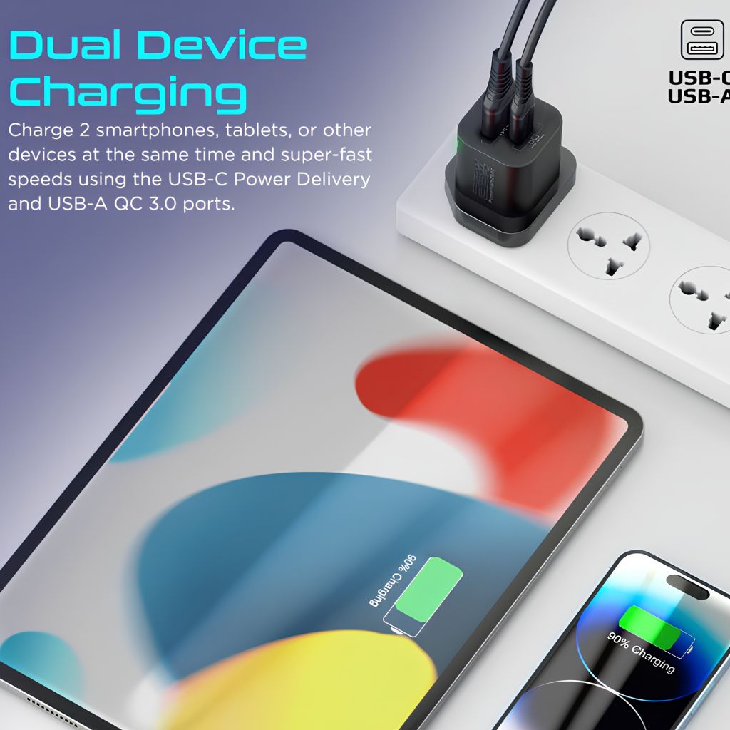 Promate PowerPort-25AC 25W USB-C Wall Charger - Black
