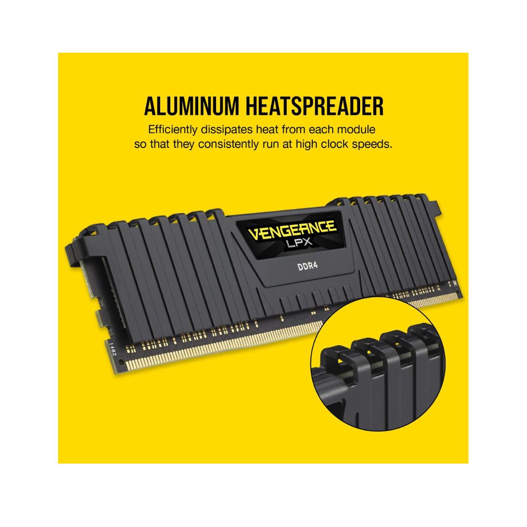 ذاكرة Corsair Vengeance LPX DDR4 سعة 16 جيجابايت (2x8) - 3200 ميجاهرتز - C16 - أسود 