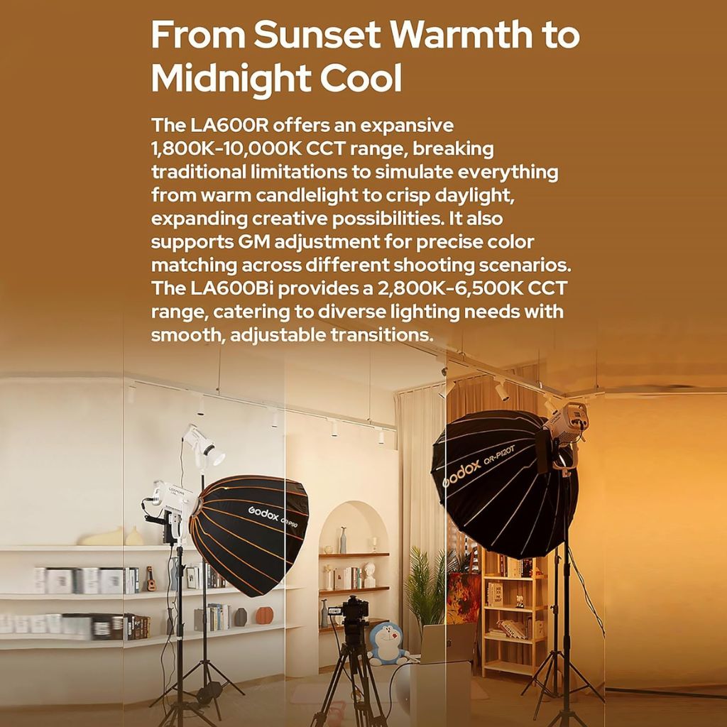 Godox LA600Bi Litemons Bi-Color LED Video Light – COB (K1 Kit) - 600W