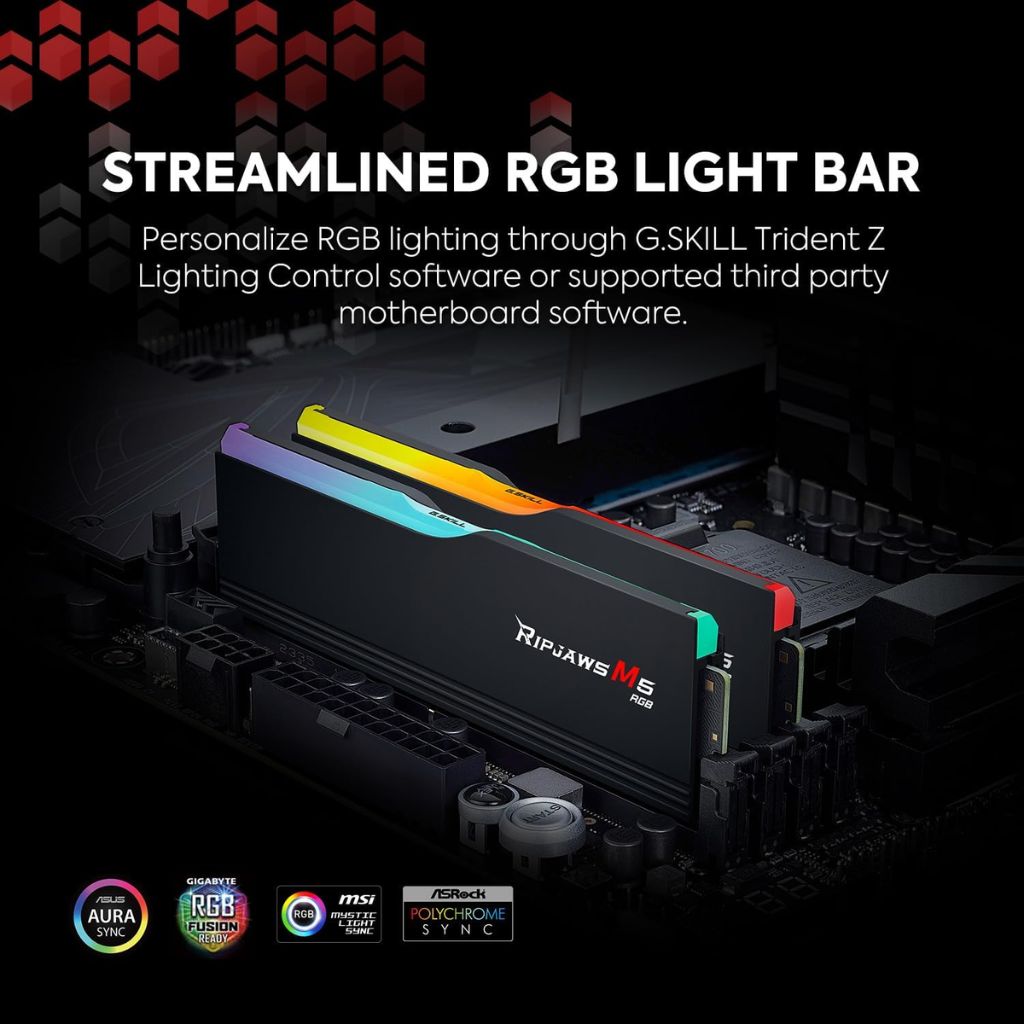 G.SKILL Ripjaws M5 RGB 64GB (2×32GB) DDR5 6000MHz CL32 Desktop Memory - Black