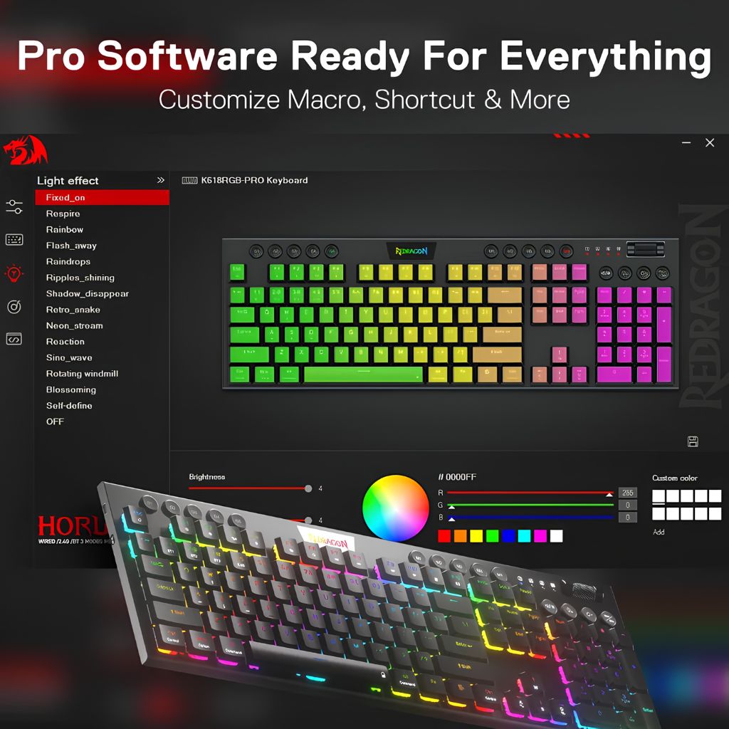 Redragon HORUS K618 Wireless Gaming Keyboard - Black
