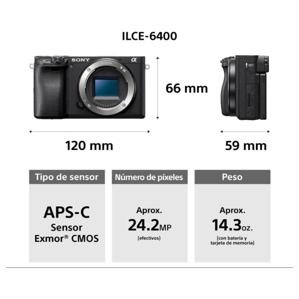 Sony Alpha a6400 Mirrorless Camera with 16-50mm Lens – 24.2MP APS-C, 4K 30p, Real-Time Eye AF