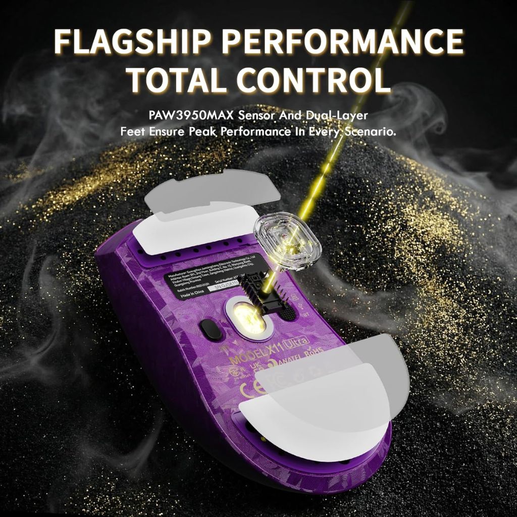 Attack Shark X11 Ultra Wireless Gaming Mouse | 26000 DPI Purple in