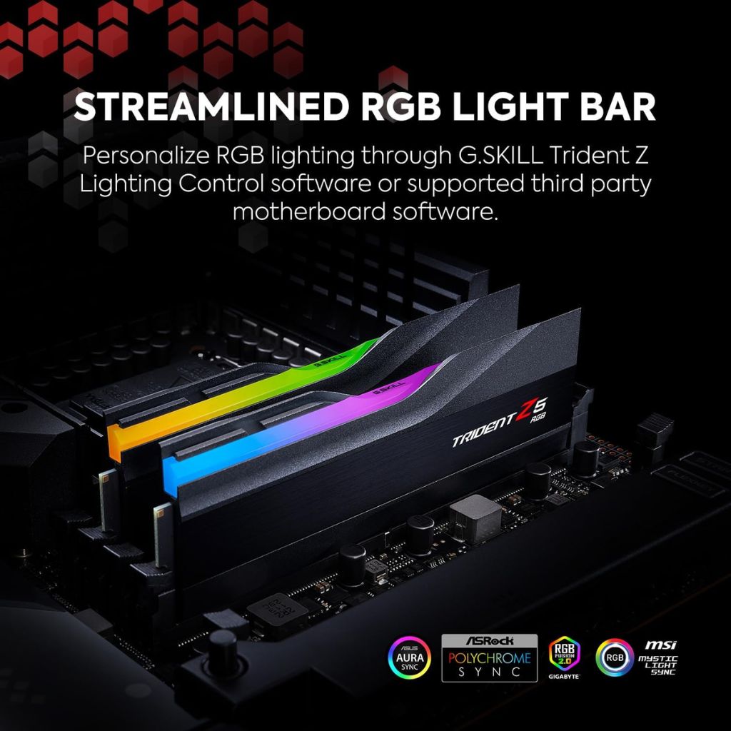 G.SKILL Trident Z5 RGB 32GB (2×16GB) DDR5 6000MHz CL36 Desktop Memory - Black