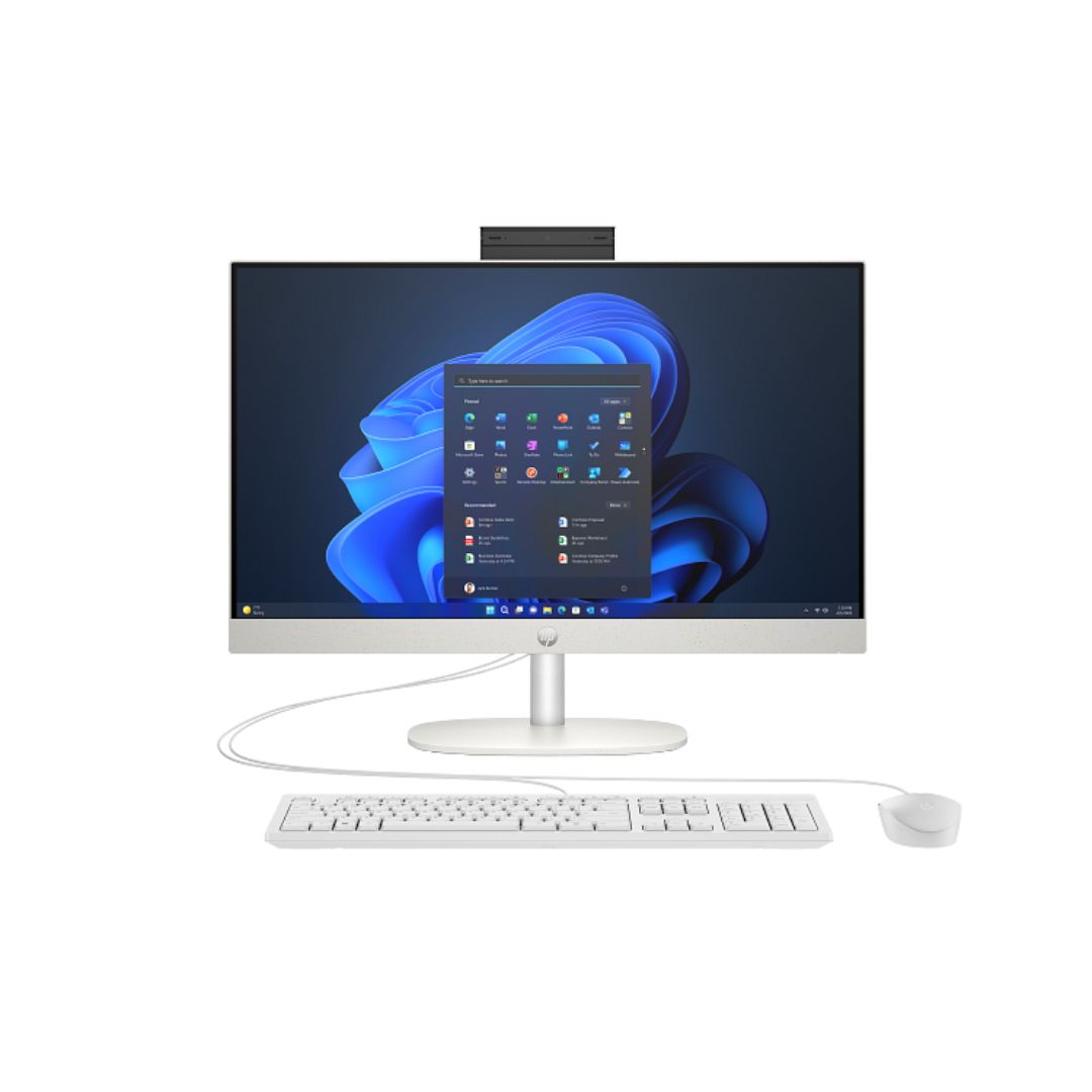 كمبيوتر الكل في واحد HP ProOne 240 G10، معالج Intel Core i7-1355U، ذاكرة وصول عشوائي 16 جيجابايت، قرص صلب 512 جيجابايت SSD، بطاقة رسوميات Intel Iris Xe Graphics، شاشة 23.8 بوصة عالية الدقة، لون أبيض