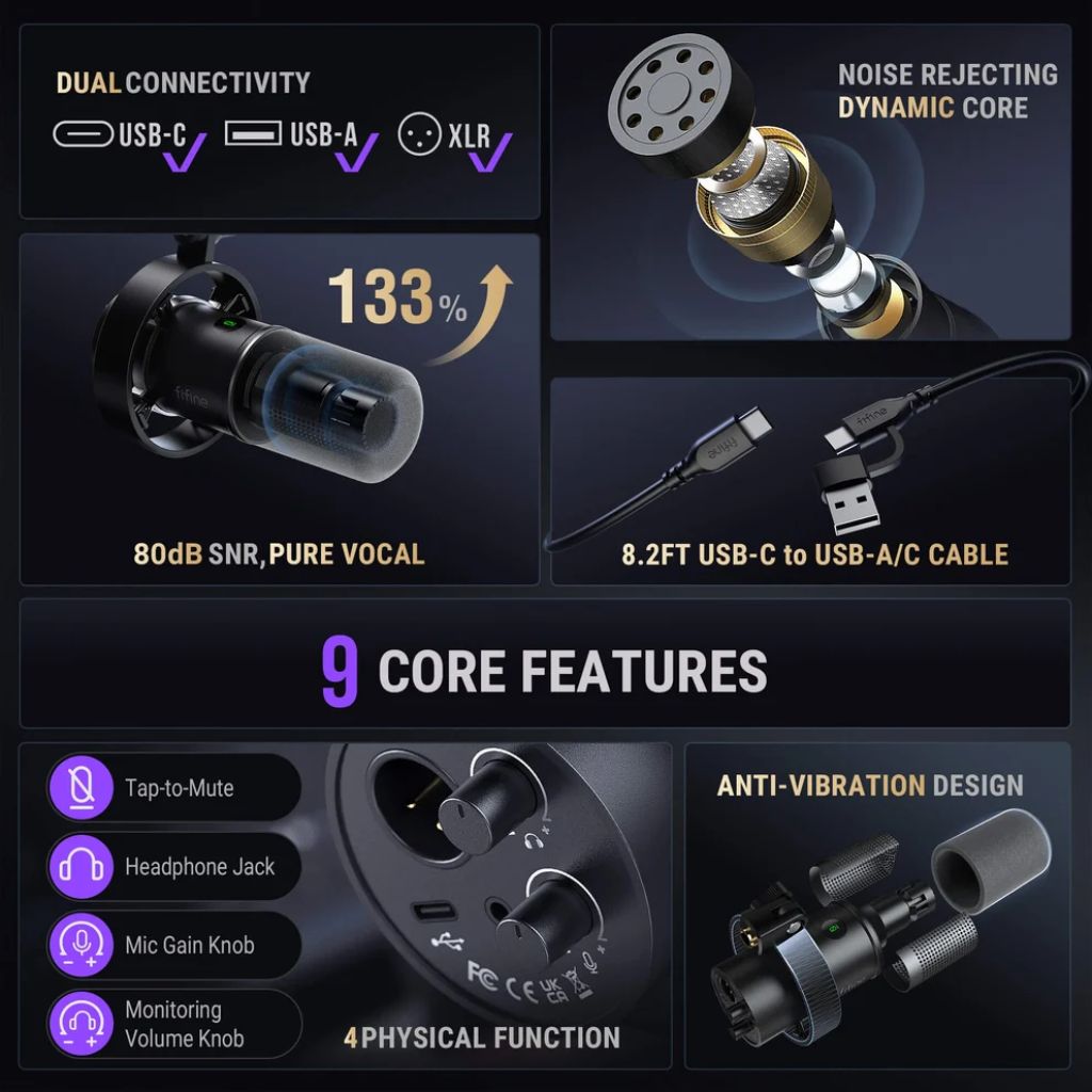 FIFINE AmpliTank K688 - USB/XLR Dynamic Microphone