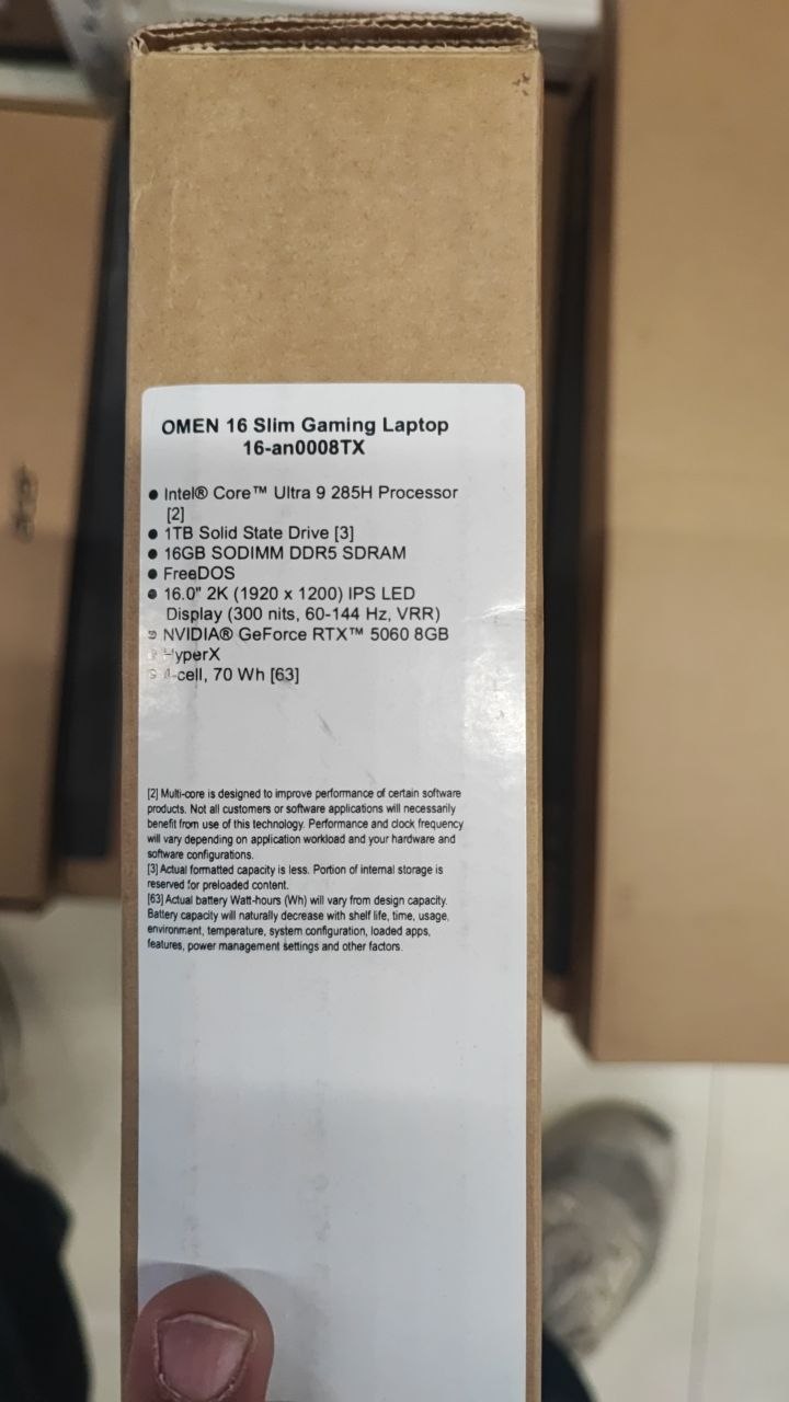 HP أومَن 16-an0008TX، إنتل ألترا 9-285H، 16 جيجابايت رام، 1 تيرابايت SSD، نفيديا RTX 5060 8 جيجابايت، 16.0 بوصة WUXGA، أسود