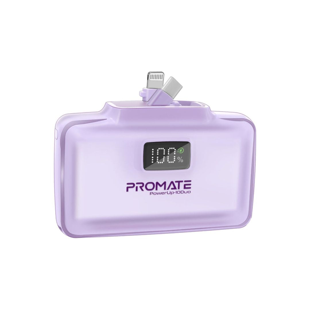 Promate PowerUp-10Duo Power Bank 10000mAh, 20W - Purple