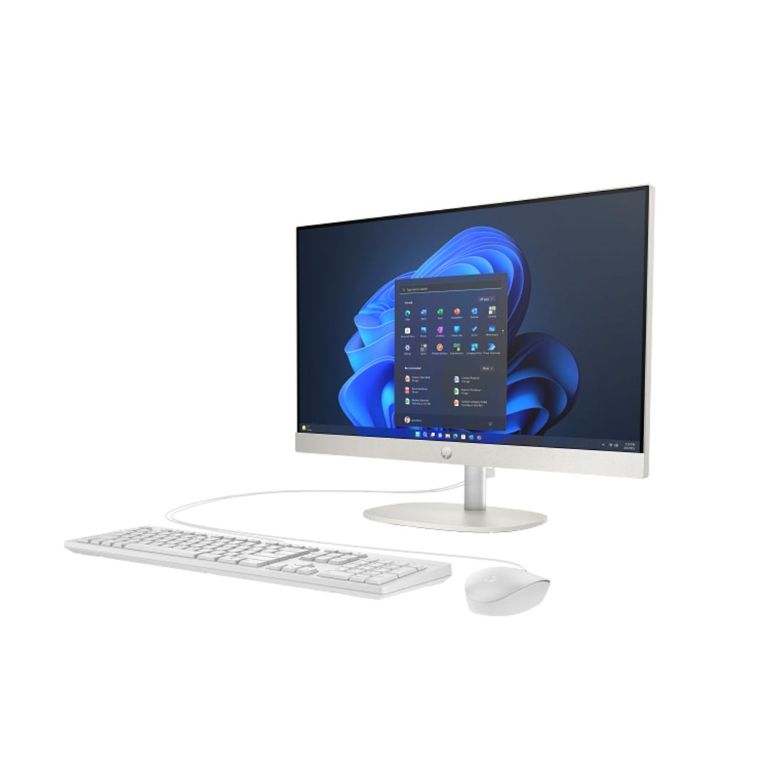 كمبيوتر الكل في واحد HP ProOne 240 G10، معالج Intel Core i7-1355U، ذاكرة وصول عشوائي 16 جيجابايت، قرص صلب 512 جيجابايت SSD، بطاقة رسوميات Intel Iris Xe Graphics، شاشة 23.8 بوصة عالية الدقة، لون أبيض