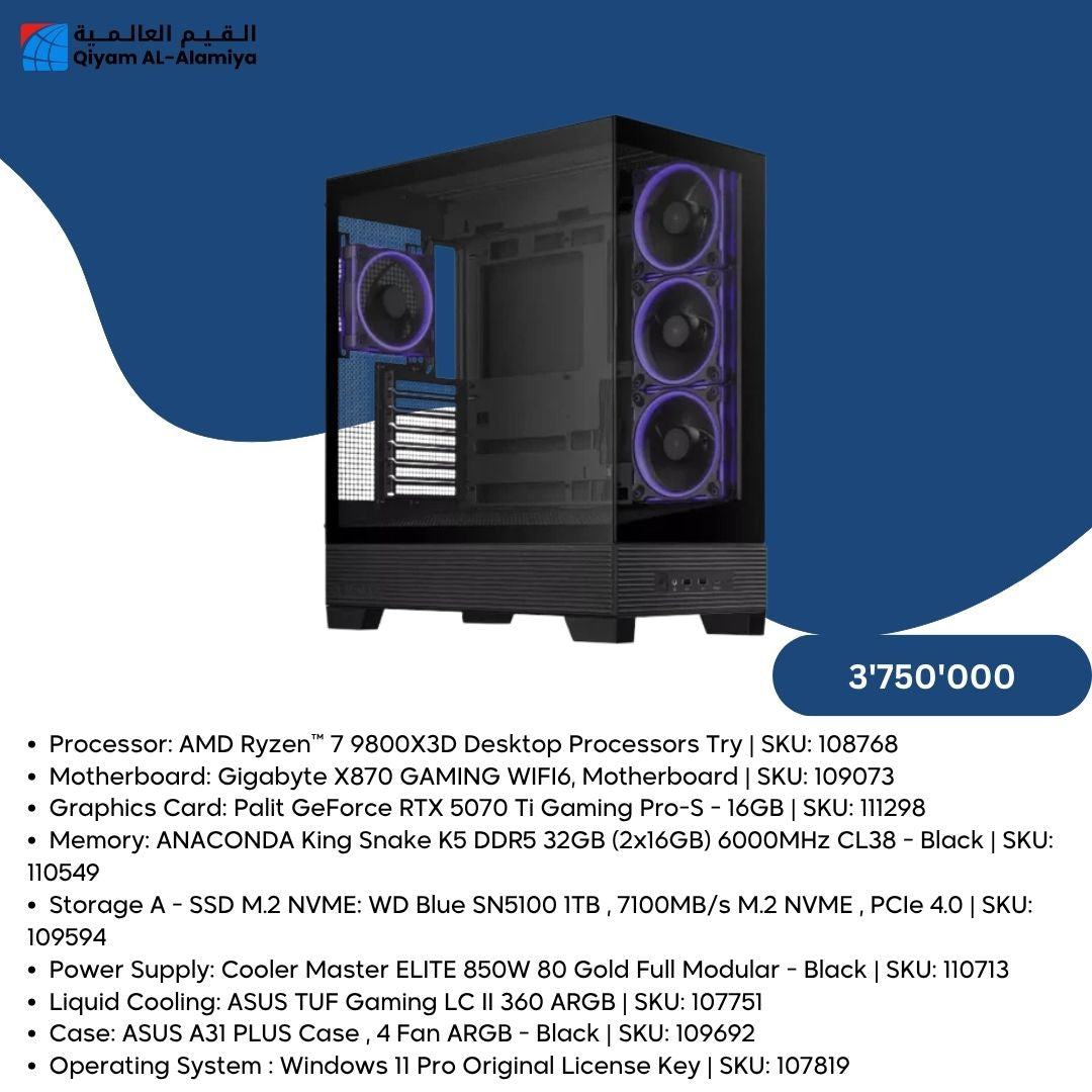 Pc Build AMD 7 9800X RTX 5070 TI 16GB