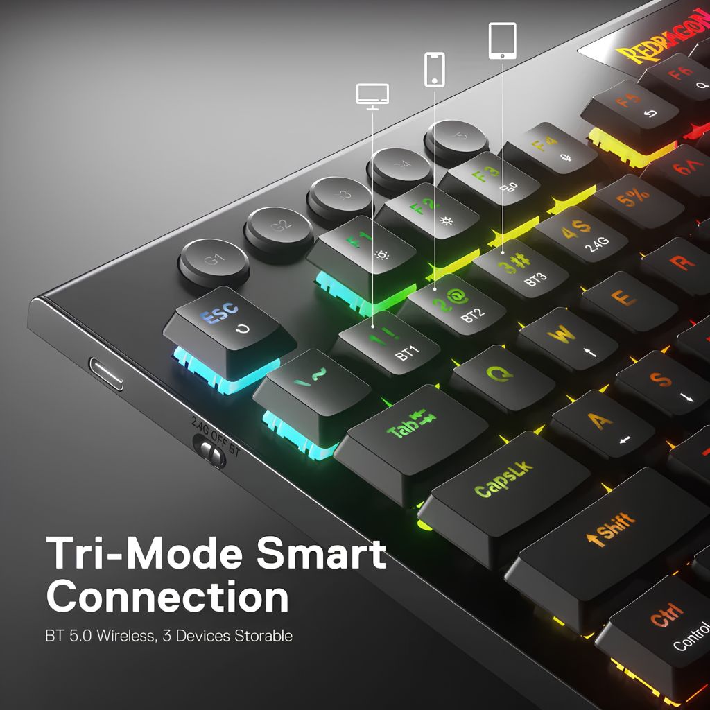 Redragon HORUS K618 Wireless Gaming Keyboard - Black