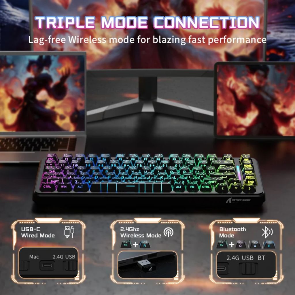 ATTACK SHARK X82 PRO HE Wireless Gaming Keyboard - Black