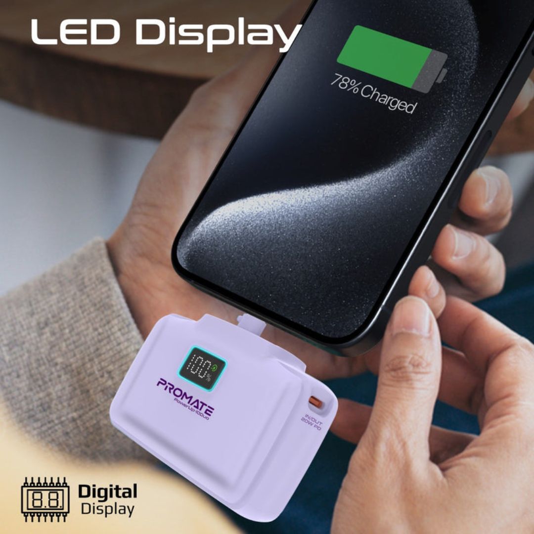 Promate PowerUp-10Duo Power Bank 10000mAh, 20W - Purple