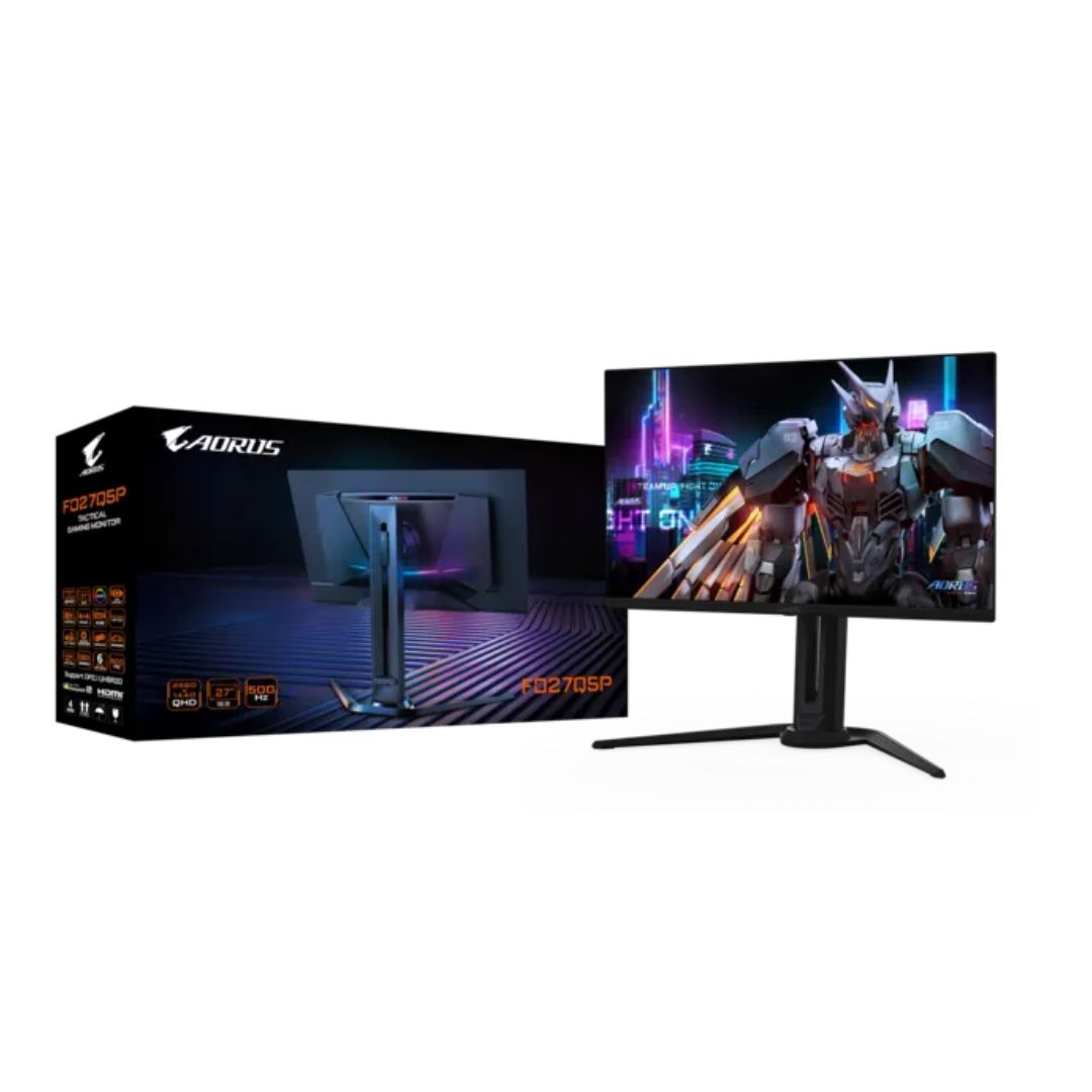 شاشة ألعاب جيجابايت AORUS FO27Q5P، 27 بوصة، 2K (2560 × 1440) 0.03 مللي ثانية 500 هرتز QD-OLED مسطحة