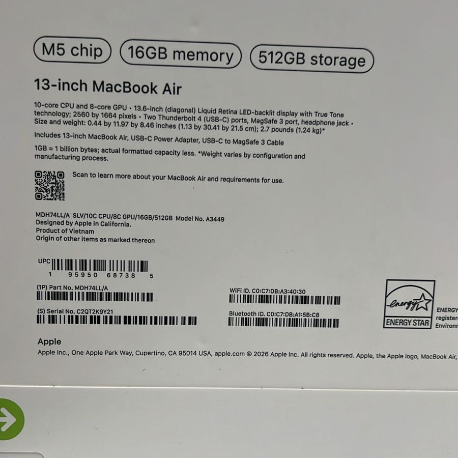 Apple MacBook Air | M5 Chip, 16GB RAM, 512GB SSD in Iraq
