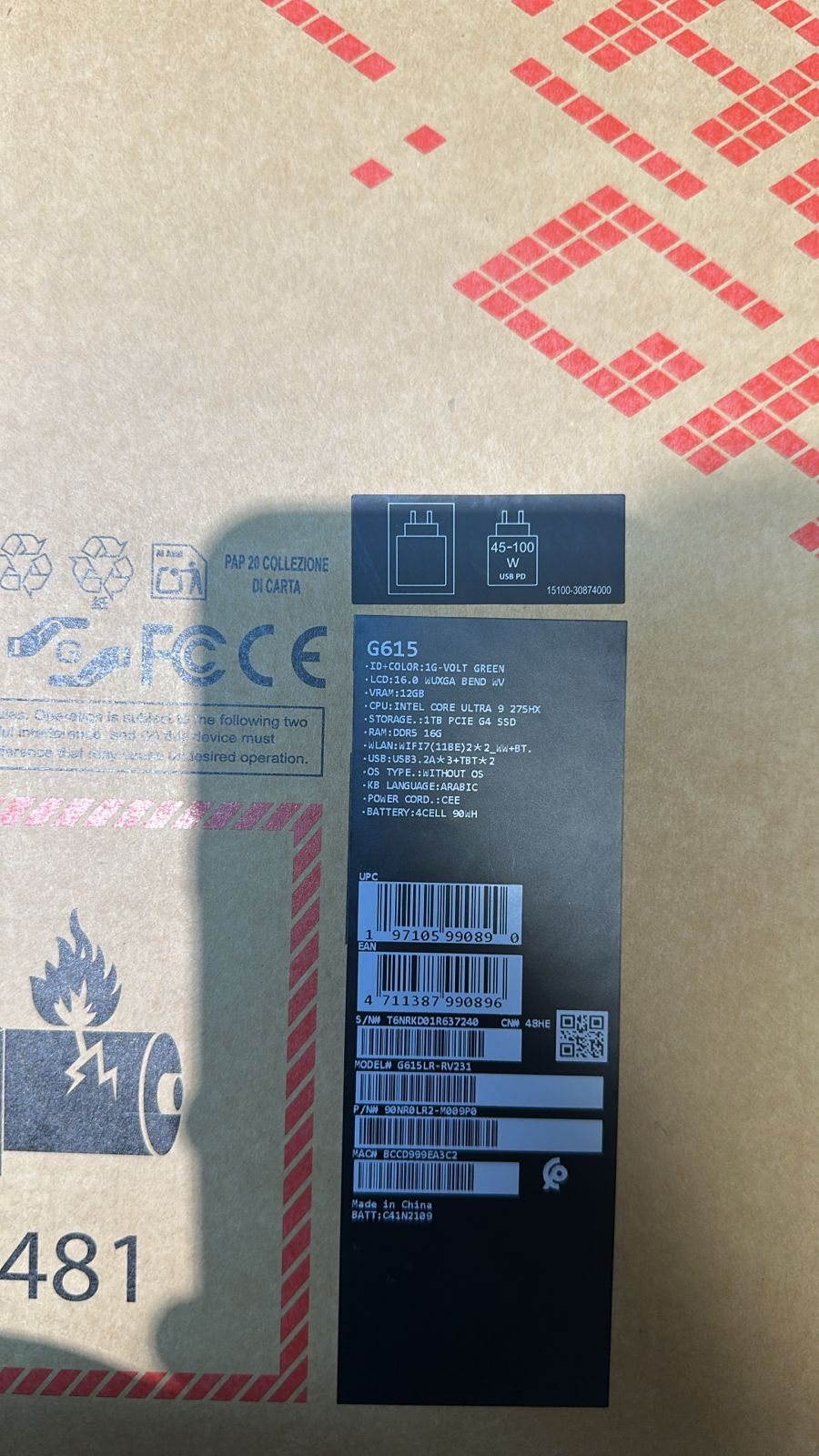 ASUS ROG Strix G16 G615LR-RV231، معالج Intel Core Ultra 9-275HX، ذاكرة وصول عشوائي (RAM) سعة 16 جيجابايت، قرص SSD سعة 1 تيرابايت، بطاقة رسومات NVIDIA Geforce RTX 5070 TI سعة 12 جيجابايت، شاشة 16.0 بوصة WQXGA بتردد 165 هرتز، لون أخضر فولت
