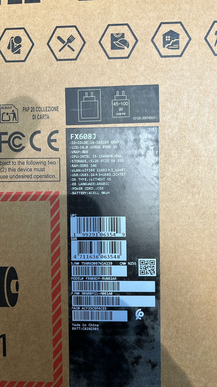 ASUS TUF Gaming F16 FX608JM-RV002AR, Intel Core i5-13450HX, RAM 16GB, SSD 512GB, NVIDIA RTX 5060 8GB, 16.0 inch WUXGA 165Hz, Mecha Gray