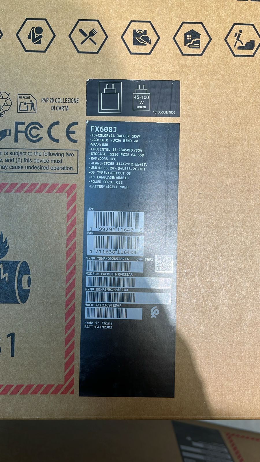 ASUS TUF Gaming F16 FX608JH-RV033AR, Intel Core i5-13450HX, RAM 16GB, SSD 512GB, NVIDIA Geforce RTX 5050 8GB, 16.0 inch WUXGA 165Hz, Jaeger Gray