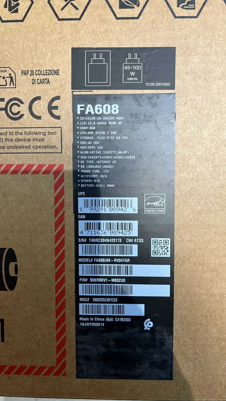 ASUS TUF Gaming A16 FA608UM-RV047AR, AMD Ryzen 7-260, RAM 16GB, SSD 512GB, NVIDIA Geforce RTX 5060 8GB, 16.0 inch WUXGA 165Hz, Jaeger Gray