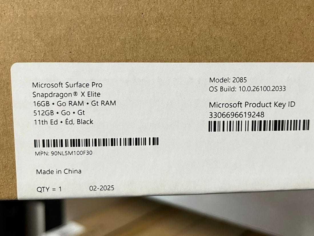 Microsoft Surface Pro 11 - ZIN-00025, Snapdragon X Elite, RAM 16GB, 512GB SSD, Qualcomm Adreno, 13.0 Inch (2880x1920) 120Hz OLED Touch, Black