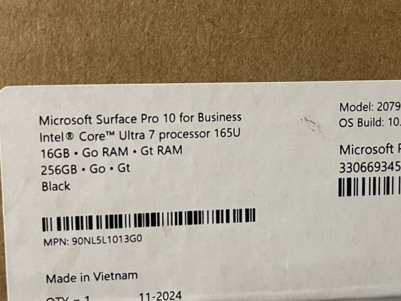 Microsoft Surface Pro 10 - ZDV-00025, Intel Core Ultra 7-165U, RAM 16GB, SSD 256, Intel Graphics, 13.0 Inch 120Hz, Black