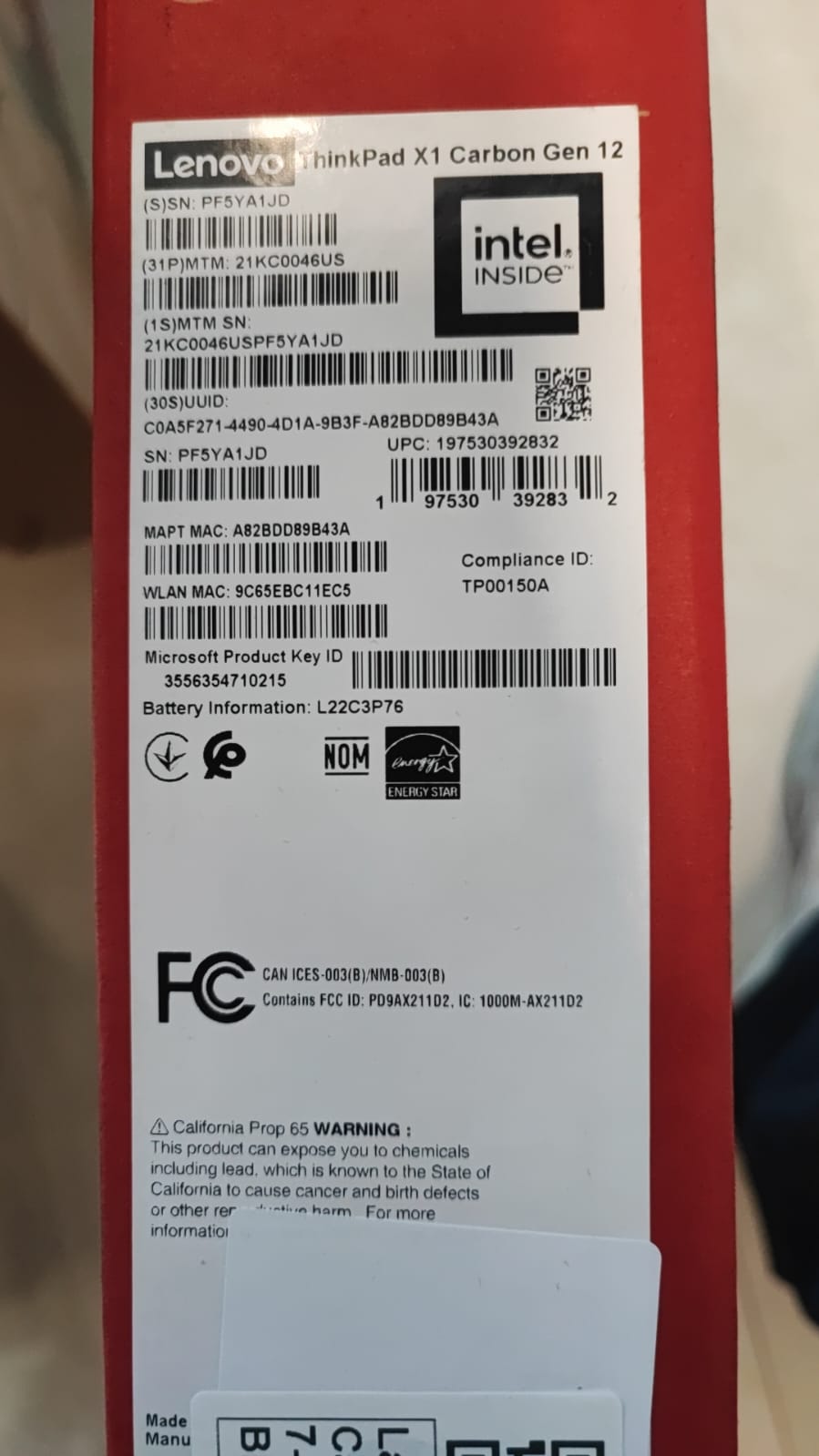 Lenovo ThinkPad X1 Carbon - (46US), Intel Core Ultra 7-155U, RAM 32GB, SSD 512GB, رسومات Intel، شاشة 14 بوصة WUXGA IPS لمس، أسود