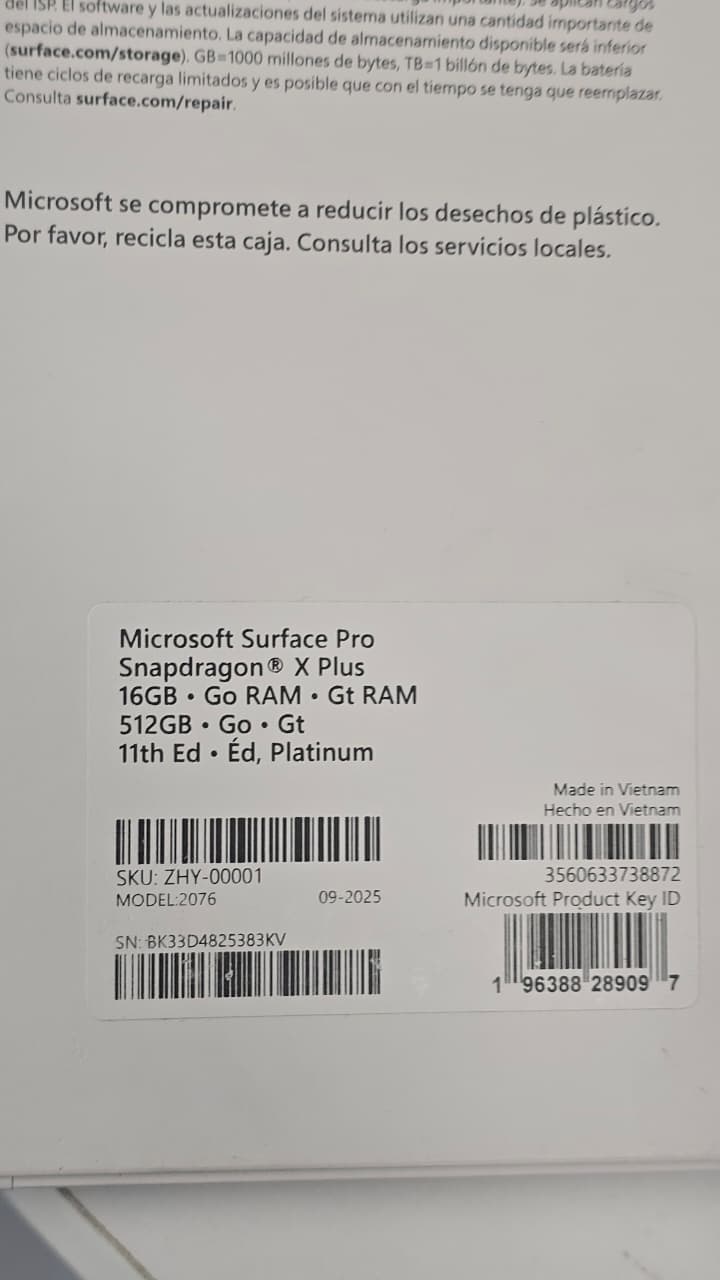 Microsoft Surface Pro 11 - ZIL-00007/ZHY-00001, Snapdragon X Plus, RAM 16GB, SSD 512GB, Qualcomm Adreno, 13 (2880 x 1920), Platinum