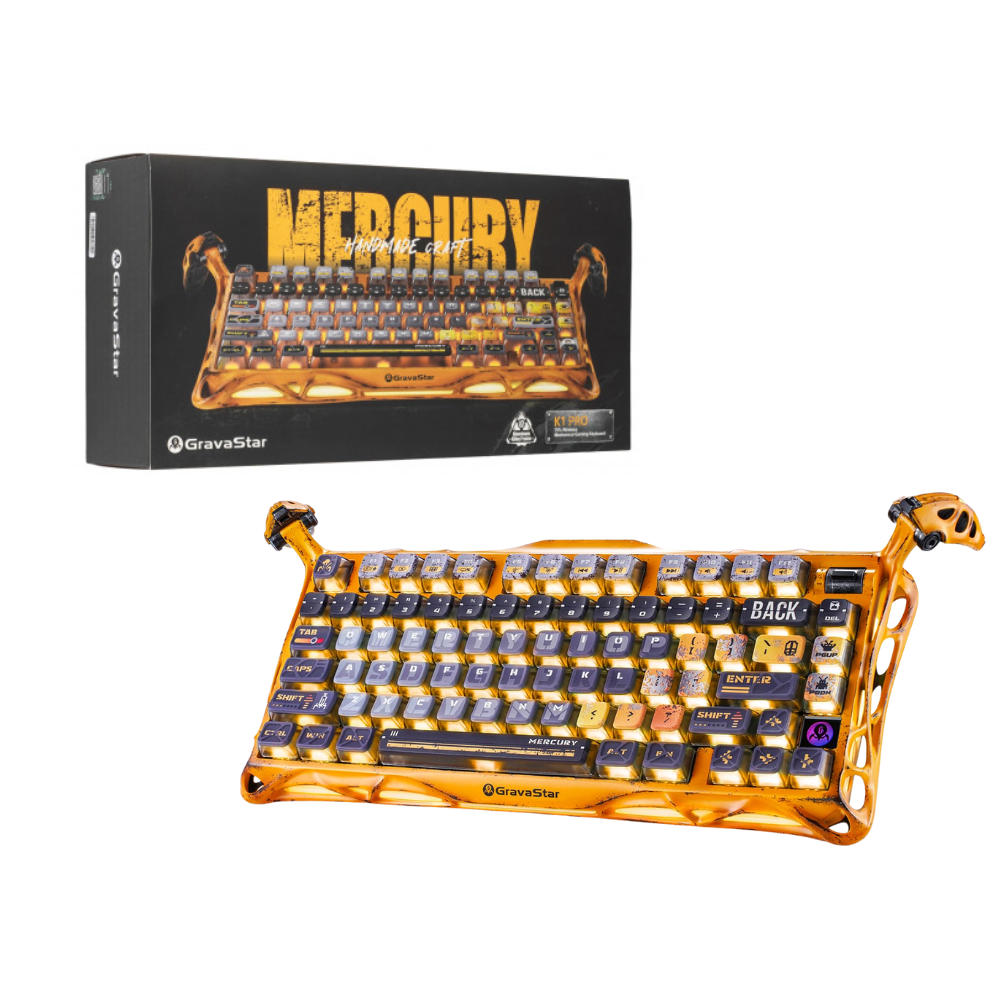 GravaStar Mercury K1 Pro Special Edition Gaming Keyboard - Battle-Worn Yellow