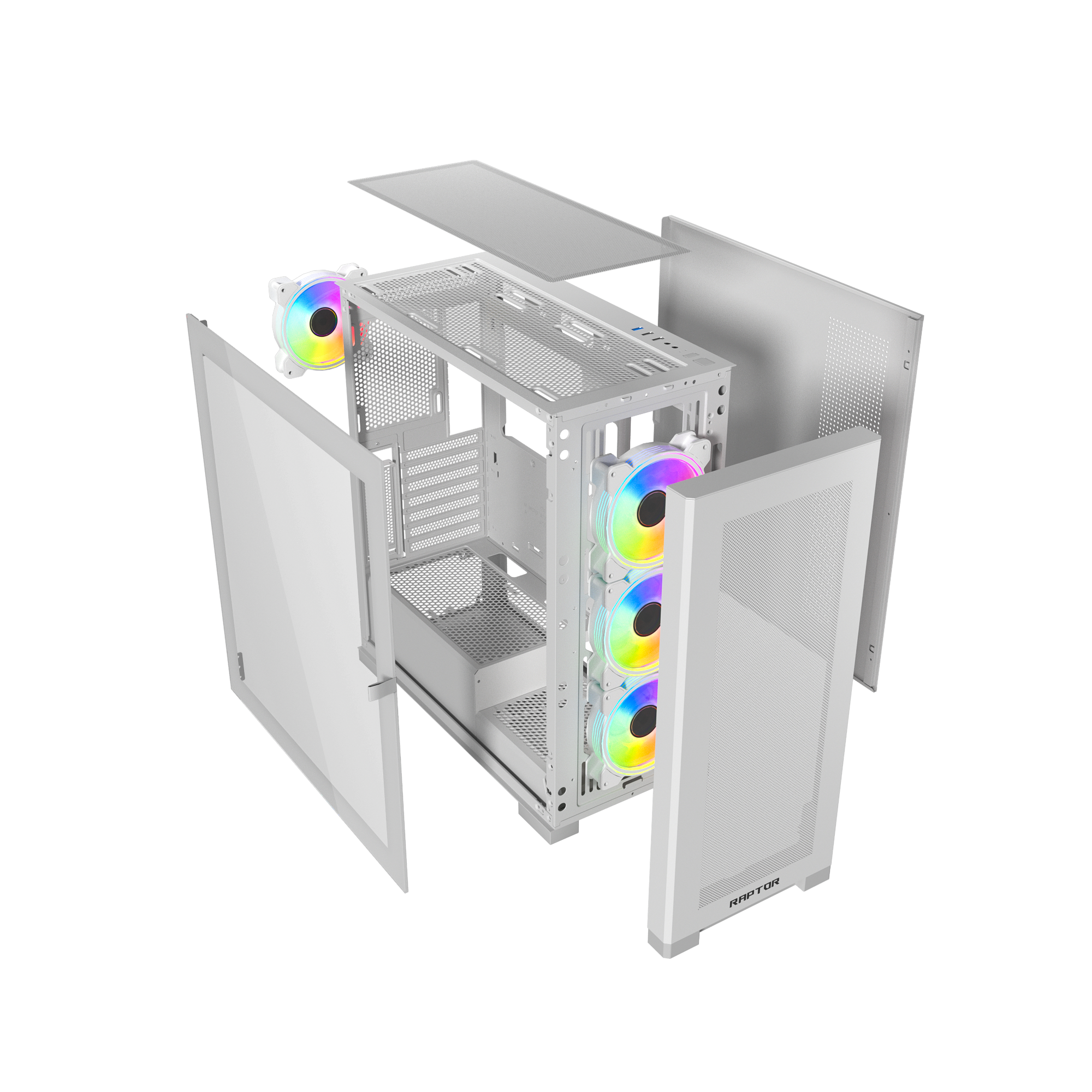 Raptor 290-XL ARCTIC HAWK RGB Mid Tower Case - White