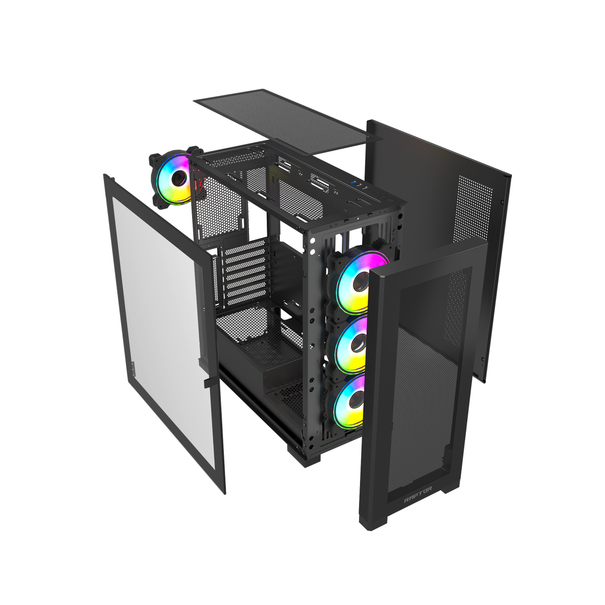 Raptor 290-XL ARCTIC HAWK RGB Mid Tower Case - Black - شركة القيم العالمية للحاسبات