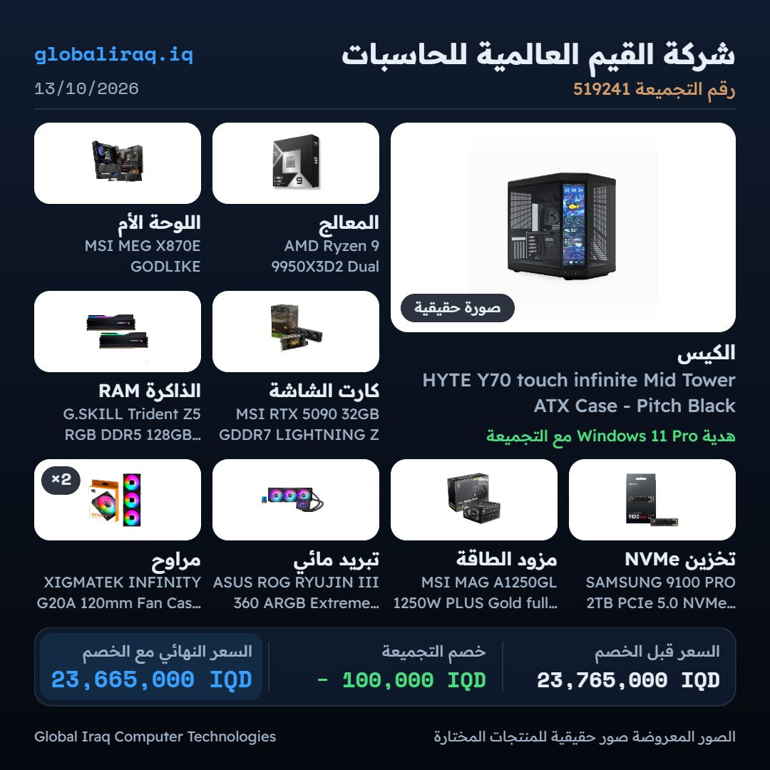 Pc Build Ryzen  9 9950X3D2  , RTX 5090 32GB