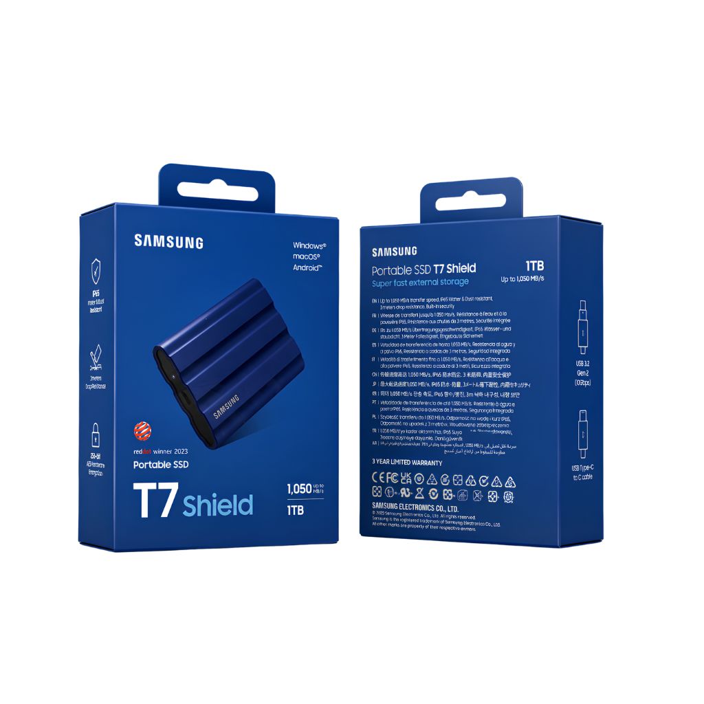 Samsung  T7 Shield 1TB Portable External SSD, BLUE