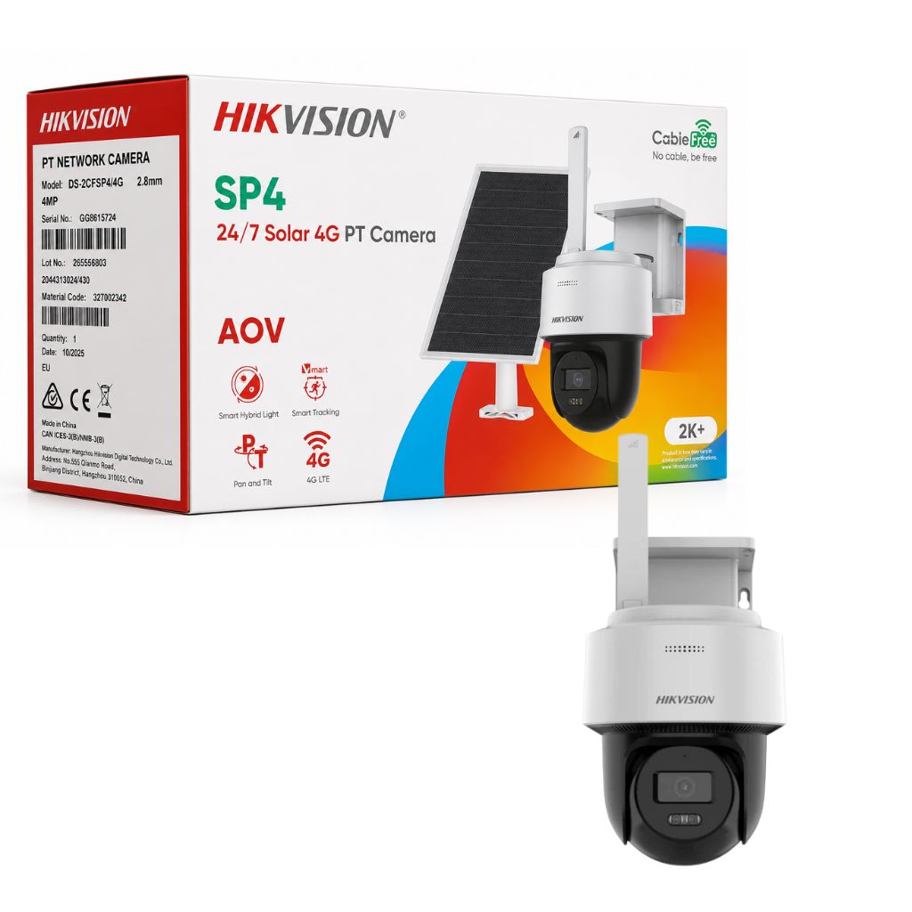 كاميرا مراقبة بالطاقة الشمسية بدقة 4 ميجابكسل 24/7 بتقنية 4G من Hikvision DS-2CFSP4/4G