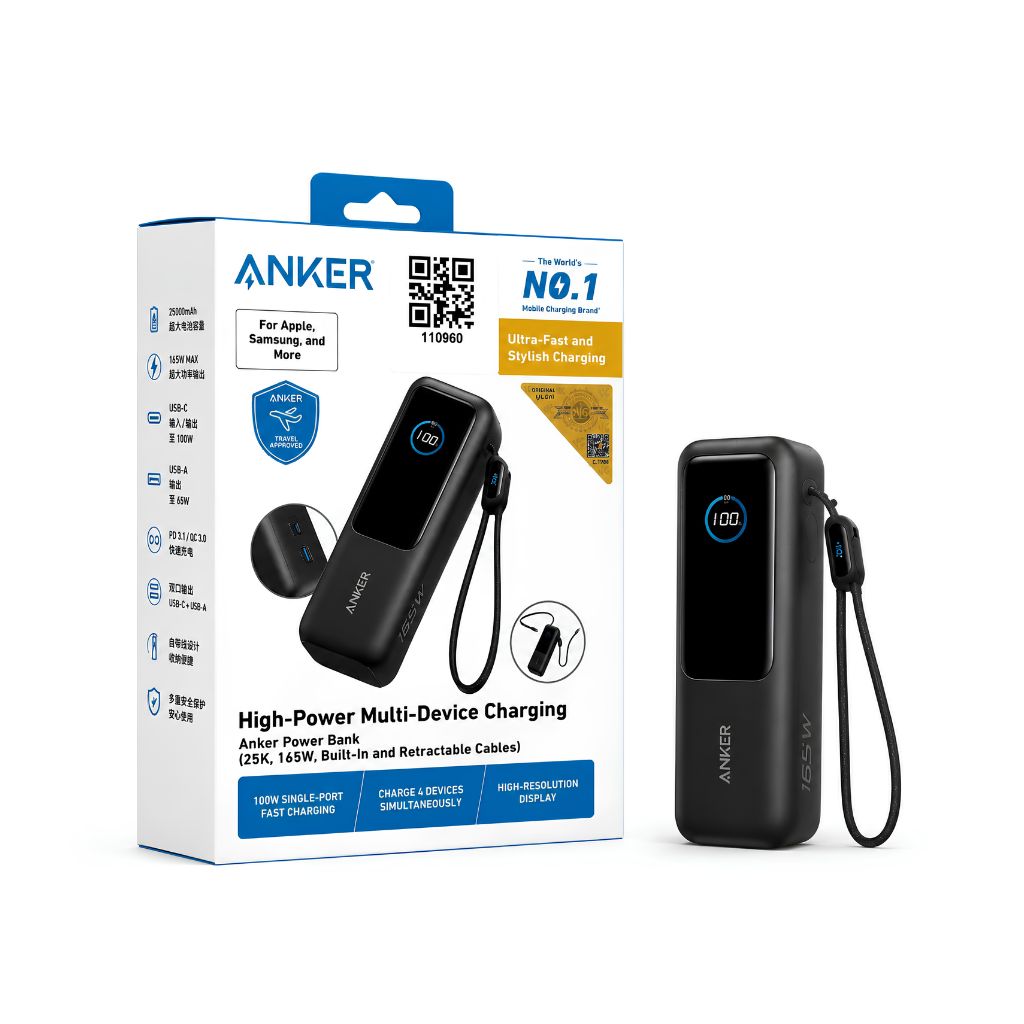 ANKER Power Bank 165W 25000mAh ブラック Anker Power Bankモバイル