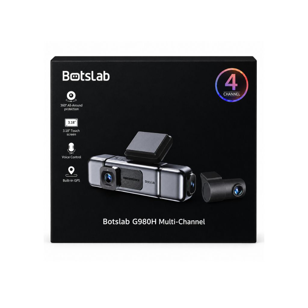 Botslab G980H 4-Channel Dash Cam — 3K Front + 1080p + 128GB SD Card