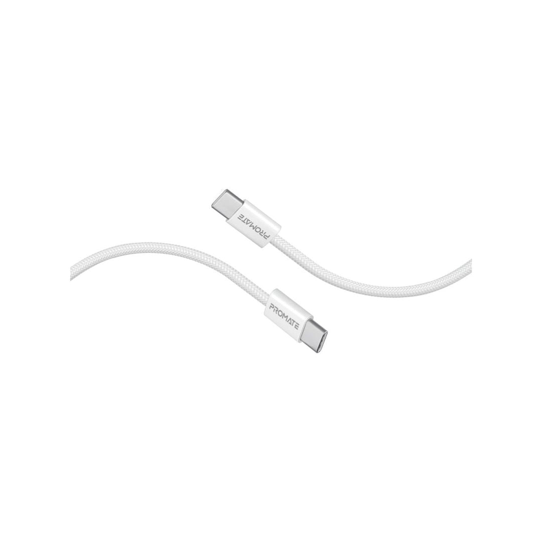 كابل بروميت EcoLine-CC120 بقدرة 60 واط، بمنفذ USB-C إلى USB-C، بطول 1.2 متر - أبيض