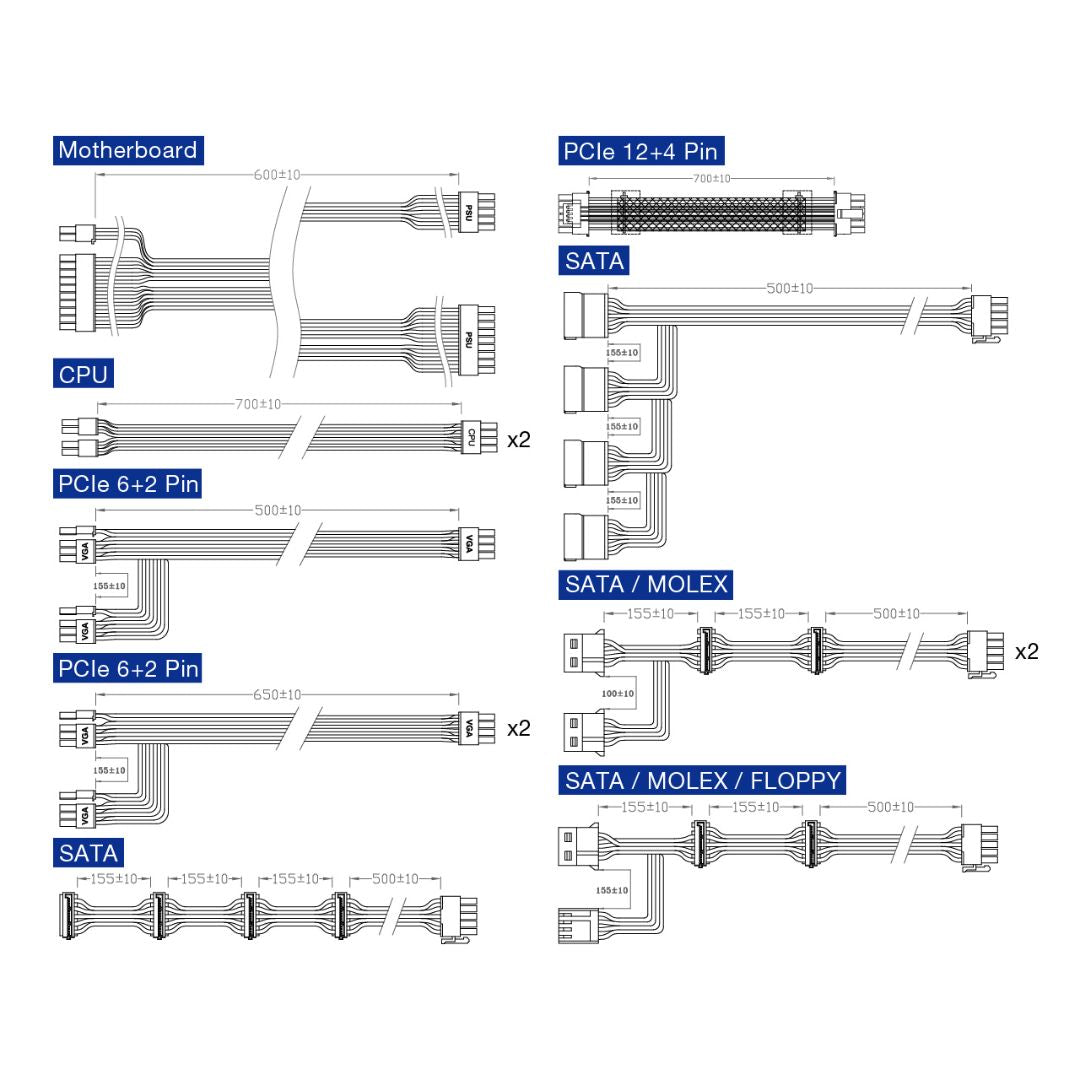FSP Hydro G PRO ATX3.0, 1000W 80+ Gold, Full Modular, PCIe 5.0 , White