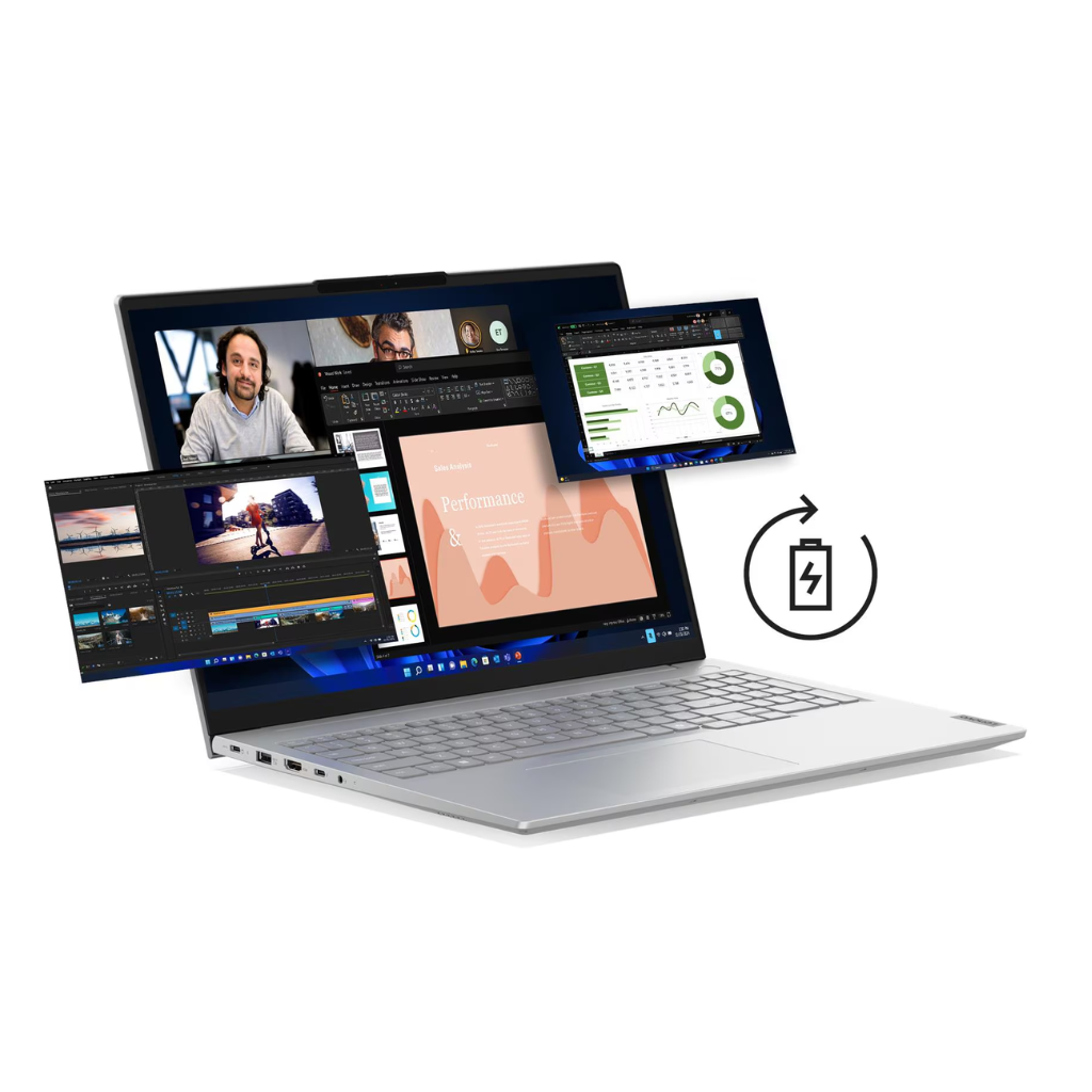 لينوفو ثينك بوك 16 G8 - (2KGR)، معالج Intel® Core Ultra 7-255H، ذاكرة وصول عشوائي (RAM) سعة 8 جيجابايت، قرص SSD سعة 512 جيجابايت، معالج رسومات Intel، شاشة 16 بوصة WUXGA IPS 60 هرتز، لون رمادي قطبي