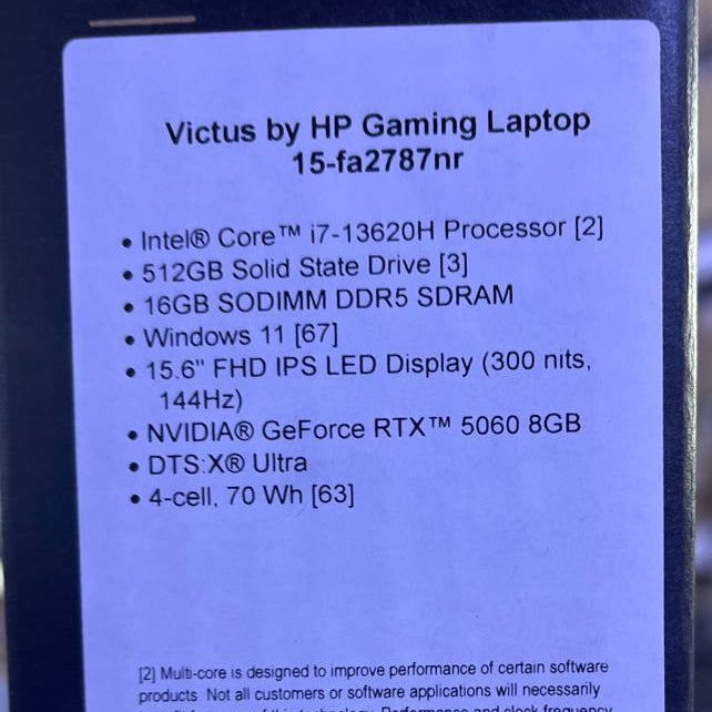 HP Victus 15 | i7-13620H 16GB 512GB RTX 5060 15.6″ 144Hz in Iraq
