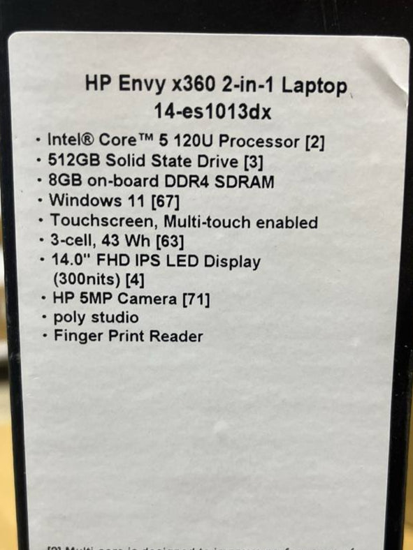 HP Envy 14-ES1013DX, Intel Core 5-120U, RAM 8GB, SSD 512GB, Intel® Graphics, 14.0 inch IPS Touch x360, Silver