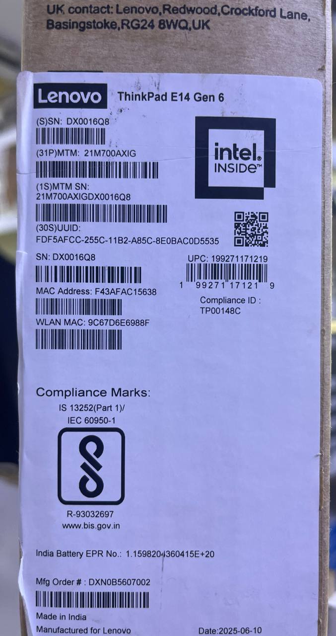 Lenovo ThinkPad E14 (1Y00), Intel Core Ultra 7-155H, RAM 16GB, SSD 512GB, Intel Graphics, 14.0 Inch IPS WUXGA 60Hz, Black