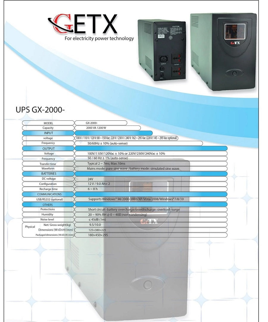 UPS GeTX Online GXT-2000-CON, 2KV (2000VA) HF LCD battery 12-7 *6