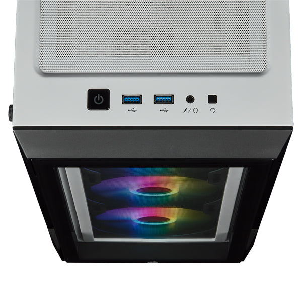 علبة Corsair iCUE 220T RGB متوسطة الحجم - بيضاء